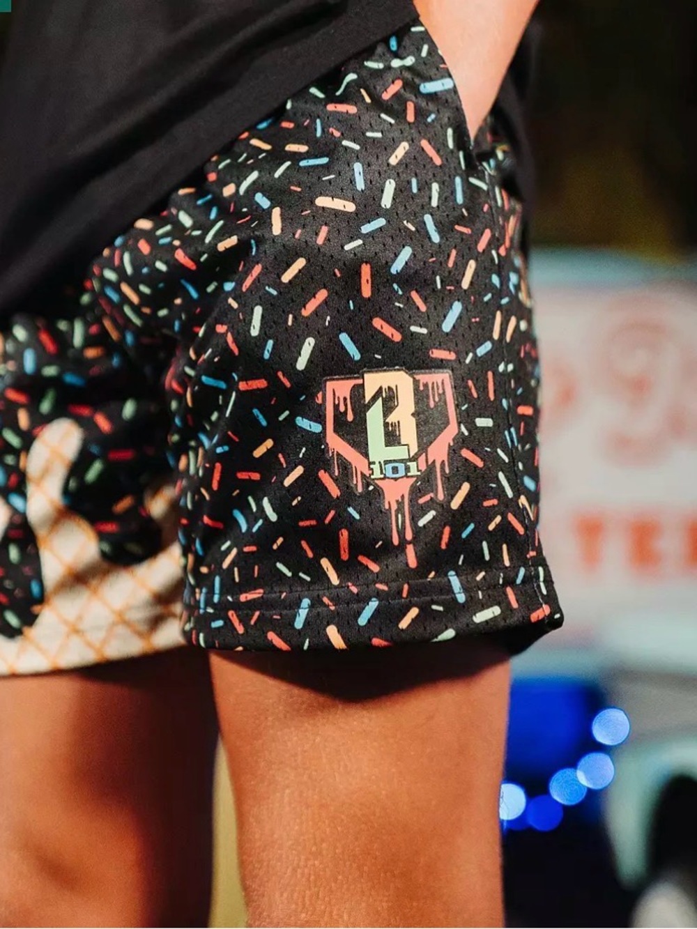 Baseball Lifestyle 101 Boys Black Ice Cream Mesh Shorts - YL